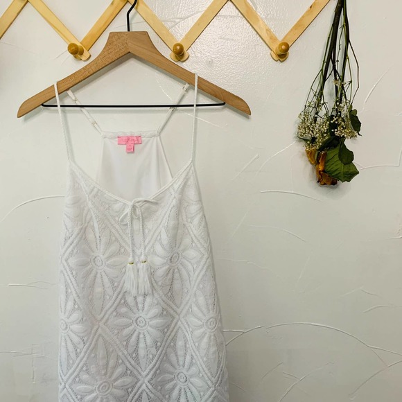 Lilly Pulitzer Floral Dress w/ Fringe Tassel Tie
